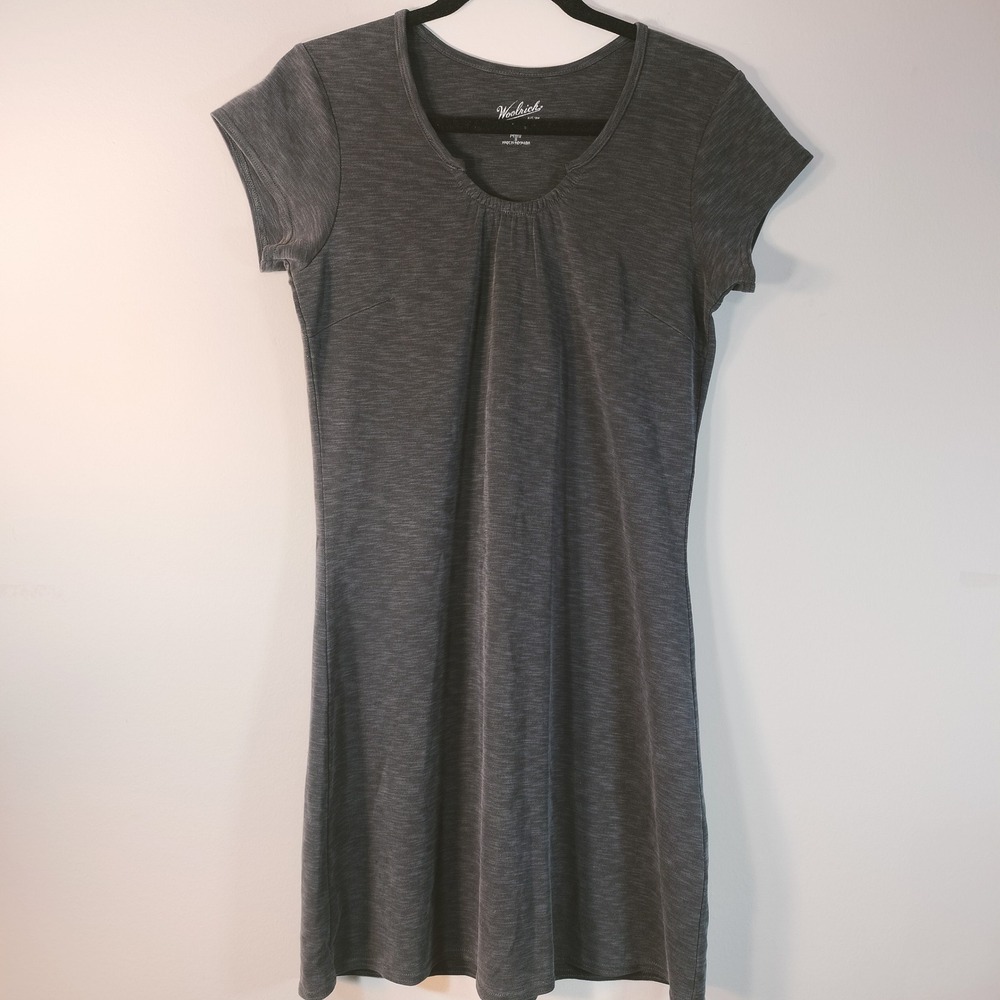 Woolrich Petite Black Tencel Blend Short Sleeve Scoop Neck T-Shirt Dress